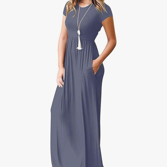 NWT GRECERELLE Short Sleeve Crewneck High Waist Casual Loose Long Dress - Picture 2 of 7